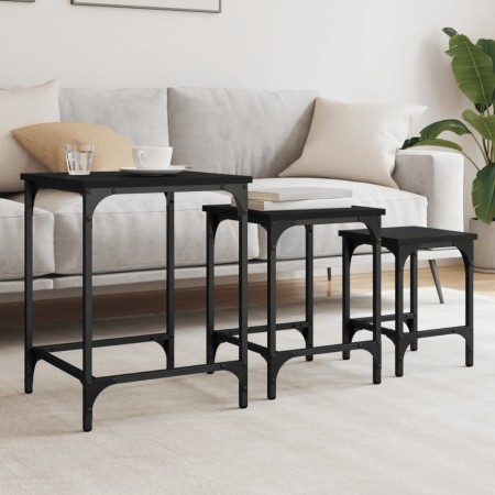 Stapelbare Couchtische, 3 Stück, schwarzes Holzwerkstoff von , Couchtisch - Ref: Foro24-838928, Preis: 41,16 €, Rabatt: %
