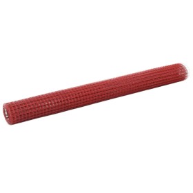 Alambrada de gallinero acero revestimiento PVC rojo 25x1,5 m