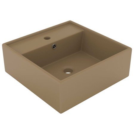 Lavabo lujoso cuadrado rebosadero cerámica crema mate 41x41 cm en Lavabos | Comprar online en Foro24