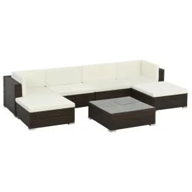7-teiliges Gartenmöbel-Set und braune synthetische Rattankissen von vidaXL, Gartensets - Ref: Foro24-44597, Preis: 603,29 €, ...