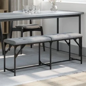 Esszimmerbank aus Stahl und hellgrauem Stoff, 124 x 32 x 45 cm von , Ess- und Küchenbänke - Ref: Foro24-835221, Preis: 56,86 ...