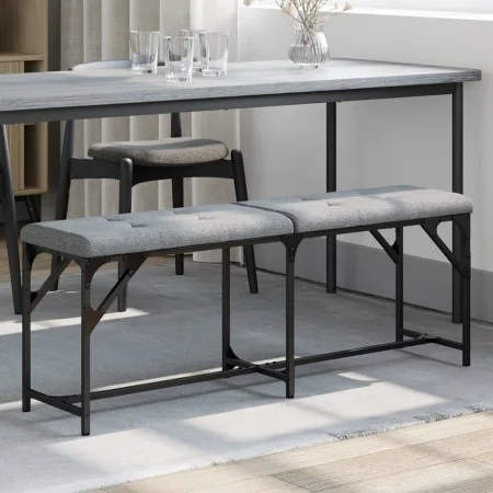 Esszimmerbank aus Stahl und hellgrauem Stoff, 124 x 32 x 45 cm von , Ess- und Küchenbänke - Ref: Foro24-835221, Preis: 56,86 ...