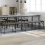 Steel and dark gray fabric dining bench 248x32x45 cm by , Dining and kitchen benches - Ref: Foro24-835228, Price: 98,17 €, Di...