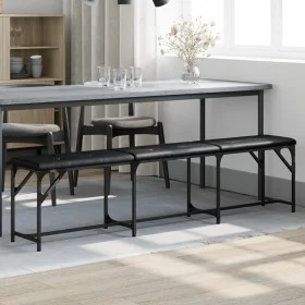 Steel and black synthetic leather dining bench 186x32x45 cm by , Dining and kitchen benches - Ref: Foro24-835223, Price: 79,4...