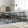 Steel and black synthetic leather dining bench 186x32x45 cm by , Dining and kitchen benches - Ref: Foro24-835223, Price: 79,4...