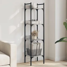 Bookcase with 4 shelves gray Sonoma wood 35x30x138.5 cm by , Bookcases and shelves - Ref: Foro24-838851, Price: 43,87 €, Disc...