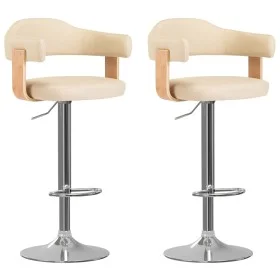 Kitchen stools 2 pcs synthetic leather curved wood cream by , Kitchen stools - Ref: Foro24-327337, Price: 197,42 €, Discount: %