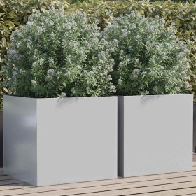 Jardineras 2 unidades acero galvanizado plateado 49x47x46 cm en Maceteros y jardineras | Comprar online en Foro24