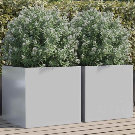 Jardineras 2 unidades acero galvanizado plateado 49x47x46 cm en Maceteros y jardineras | Comprar online en Foro24