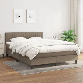 Box spring bed with taupe gray fabric mattress 140x190 cm by , Beds and slatted bases - Ref: Foro24-3140213, Price: 428,80 €,...