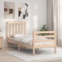 Single bed frame with solid wood headboard by , Beds and slatted bases - Ref: Foro24-3194206, Price: 91,11 €, Discount: %