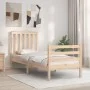 Single bed frame with solid wood headboard by , Beds and slatted bases - Ref: Foro24-3194206, Price: 89,94 €, Discount: %