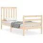 Single bed frame with solid wood headboard by , Beds and slatted bases - Ref: Foro24-3194206, Price: 89,94 €, Discount: %