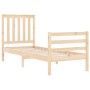 Single bed frame with solid wood headboard by , Beds and slatted bases - Ref: Foro24-3194206, Price: 91,11 €, Discount: %