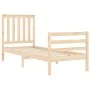 Single bed frame with solid wood headboard by , Beds and slatted bases - Ref: Foro24-3194206, Price: 89,94 €, Discount: %