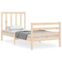 Single bed frame with solid wood headboard by , Beds and slatted bases - Ref: Foro24-3193751, Price: 89,58 €, Discount: %