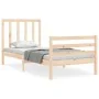 Single bed frame with solid wood headboard by , Beds and slatted bases - Ref: Foro24-3193751, Price: 88,43 €, Discount: %