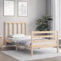 Single bed frame with solid wood headboard by , Beds and slatted bases - Ref: Foro24-3193751, Price: 89,58 €, Discount: %