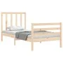Single bed frame with solid wood headboard by , Beds and slatted bases - Ref: Foro24-3193751, Price: 88,43 €, Discount: %