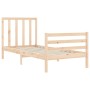 Single bed frame with solid wood headboard by , Beds and slatted bases - Ref: Foro24-3193751, Price: 89,58 €, Discount: %
