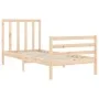 Single bed frame with solid wood headboard by , Beds and slatted bases - Ref: Foro24-3193751, Price: 88,43 €, Discount: %
