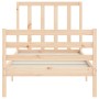Single bed frame with solid wood headboard by , Beds and slatted bases - Ref: Foro24-3193751, Price: 89,58 €, Discount: %