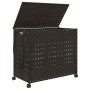 Wäschekorb mit Rattanrädern in dunkelbraun 66x35x60 cm. von , Wäschekörbe - Ref: Foro24-372045, Preis: 93,71 €, Rabatt: %