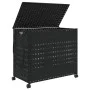 Cesto para ropa sucia con ruedas ratán negro 66x35x60 cm de , Cestas para ropa - Ref: Foro24-372047, Precio: 92,42 €, Descuen...