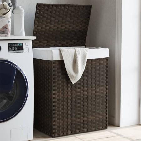 Wäschekorb mit dunkelbraunem Rattan-Deckel 46x33x60 cm. von , Wäschekörbe - Ref: Foro24-372030, Preis: 56,76 €, Rabatt: %