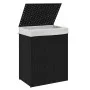 Cesto de ropa sucia con tapa ratán sintético negro 46x33x60 cm de , Cestas para ropa - Ref: Foro24-372032, Precio: 66,07 €, D...