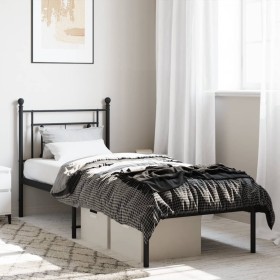 Bettgestell mit schwarzem Metallkopfteil 75x190 cm von , Betten und Lattenroste - Ref: Foro24-374329, Preis: 76,24 €, Rabatt: %