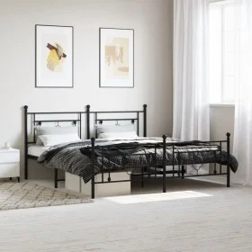 Black metal headboard and footboard bed frame 183x213 cm by , Beds and slatted bases - Ref: Foro24-374362, Price: 132,76 €, D...