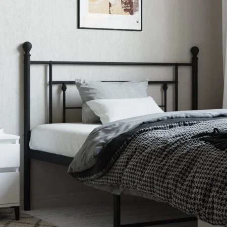 Black metal headboard 107 cm by , Headboards and footboards - Ref: Foro24-374369, Price: 29,17 €, Discount: %
