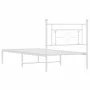 Metal bed frame with white headboard 90x200 cm by , Beds and slatted bases - Ref: Foro24-374381, Price: 64,82 €, Discount: %