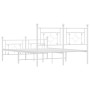 Metal bed frame with headboard and white footboard 135x190 cm by , Beds and slatted bases - Ref: Foro24-374405, Price: 103,88...