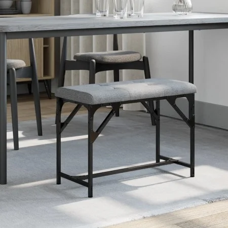Banco de comedor acero y tela gris claro 62x32x45 cm by , Dining and kitchen benches - Ref: Foro24-835218, Price: 39,08 €, Di...