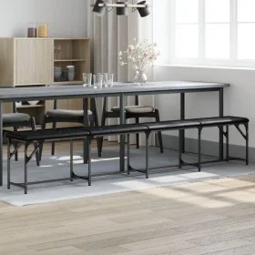 Banco de comedor acero y cuero sintético negro 248x32x45 cm by , Dining and kitchen benches - Ref: Foro24-835226, Price: 99,5...