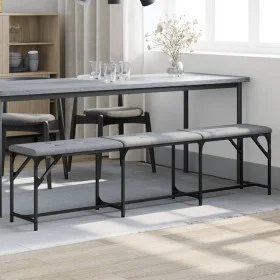 Esstischbank aus Stahl und hellgrauem Stoff 186x32x45 cm von , Ess- und Küchenbänke - Ref: Foro24-835224, Preis: 79,92 €, Rab...