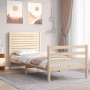 Single bed frame with solid wood headboard by , Beds and slatted bases - Ref: Foro24-3194986, Price: 101,82 €, Discount: %