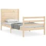 Single bed frame with solid wood headboard by , Beds and slatted bases - Ref: Foro24-3194986, Price: 100,44 €, Discount: %