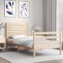 Single bed frame with solid wood headboard by , Beds and slatted bases - Ref: Foro24-3194986, Price: 101,82 €, Discount: %