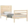Single bed frame with solid wood headboard by , Beds and slatted bases - Ref: Foro24-3194986, Price: 100,44 €, Discount: %