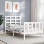 Single bed frame with white solid wood headboard by , Beds and slatted bases - Ref: Foro24-3192062, Price: 107,16 €, Discount: %