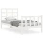 Single bed frame with white solid wood headboard by , Beds and slatted bases - Ref: Foro24-3192062, Price: 107,16 €, Discount: %