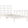 Single bed frame with white solid wood headboard by , Beds and slatted bases - Ref: Foro24-3192062, Price: 107,16 €, Discount: %