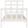 Single bed frame with white solid wood headboard by , Beds and slatted bases - Ref: Foro24-3192062, Price: 105,48 €, Discount: %
