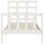 Single bed frame with white solid wood headboard by , Beds and slatted bases - Ref: Foro24-3192062, Price: 107,16 €, Discount: %