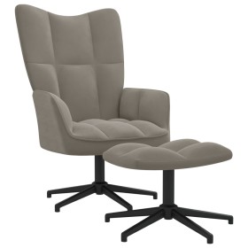 Light gray velvet recliner chair with footstool by , Armchairs - Ref: Foro24-328106, Price: 168,81 €, Discount: %
