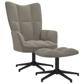 Light gray velvet recliner chair with footstool by , Armchairs - Ref: Foro24-328106, Price: 166,17 €, Discount: %