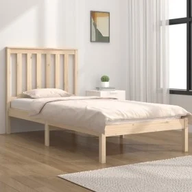 Solid pine wood bed frame 75x190 cm by , Beds and slatted bases - Ref: Foro24-3103803, Price: 83,62 €, Discount: %